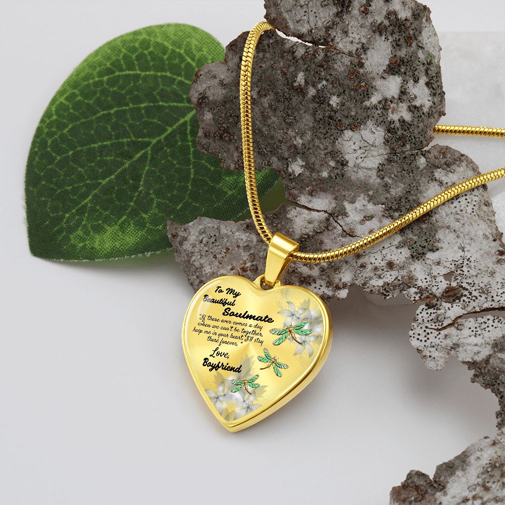 To My Beautiful Soulmate Heart Necklace Birthday Gift, Christmas Gift From Boyfriend