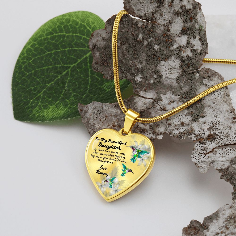 To My Beautiful Daughter Heart Necklace Birthday Gift, Christmas Gift From Mommy