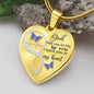 Blue Butterfly God Has You Memorial Heart Pendant Necklace HNLVBC0001