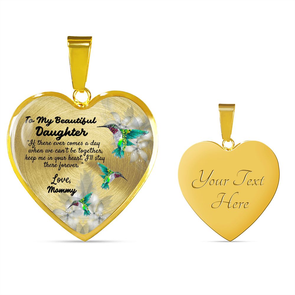 To My Beautiful Daughter Heart Necklace Birthday Gift, Christmas Gift From Mommy