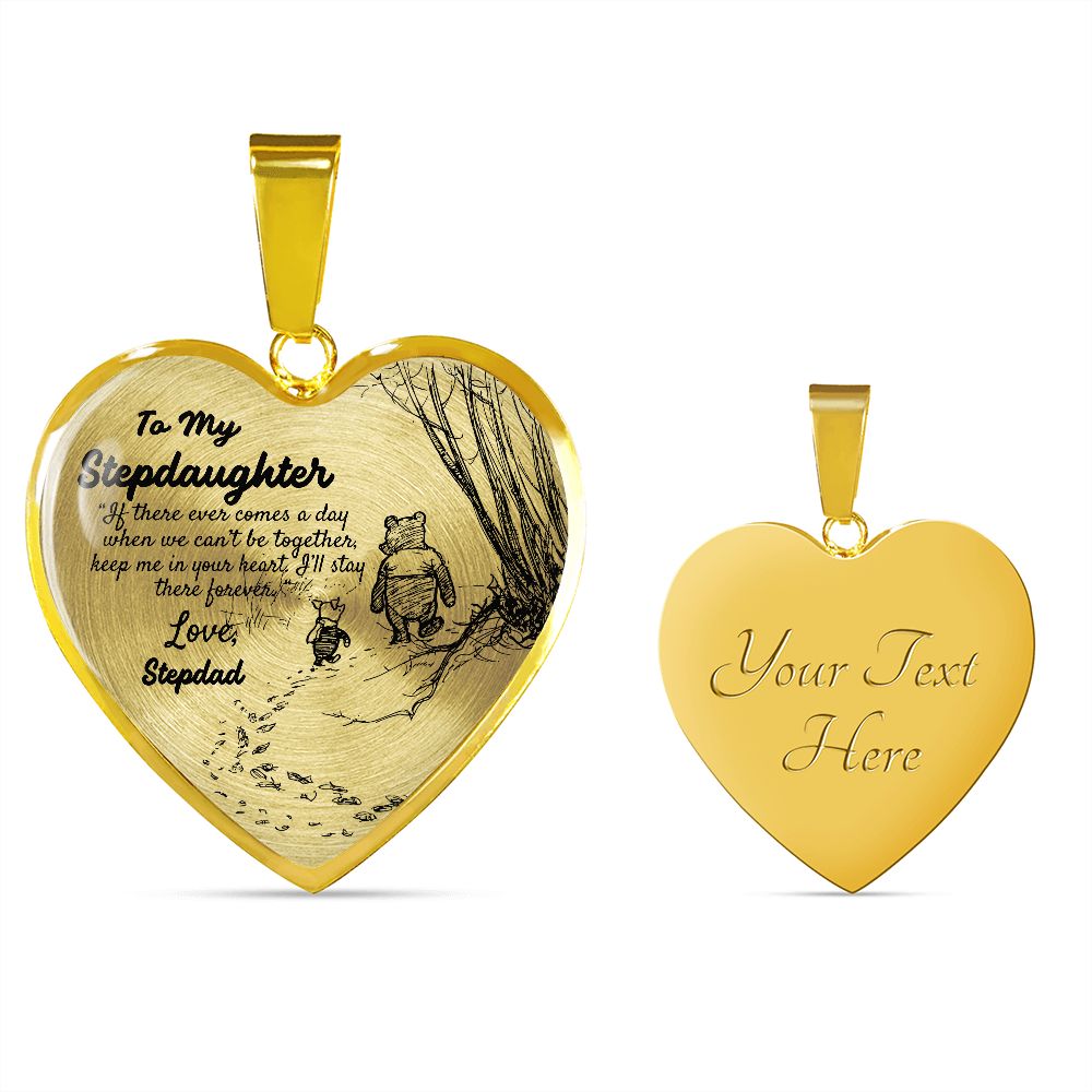 To My Beautiful Stepdaughter Heart Necklace Birthday Gift, Christmas Gift From Stepdad