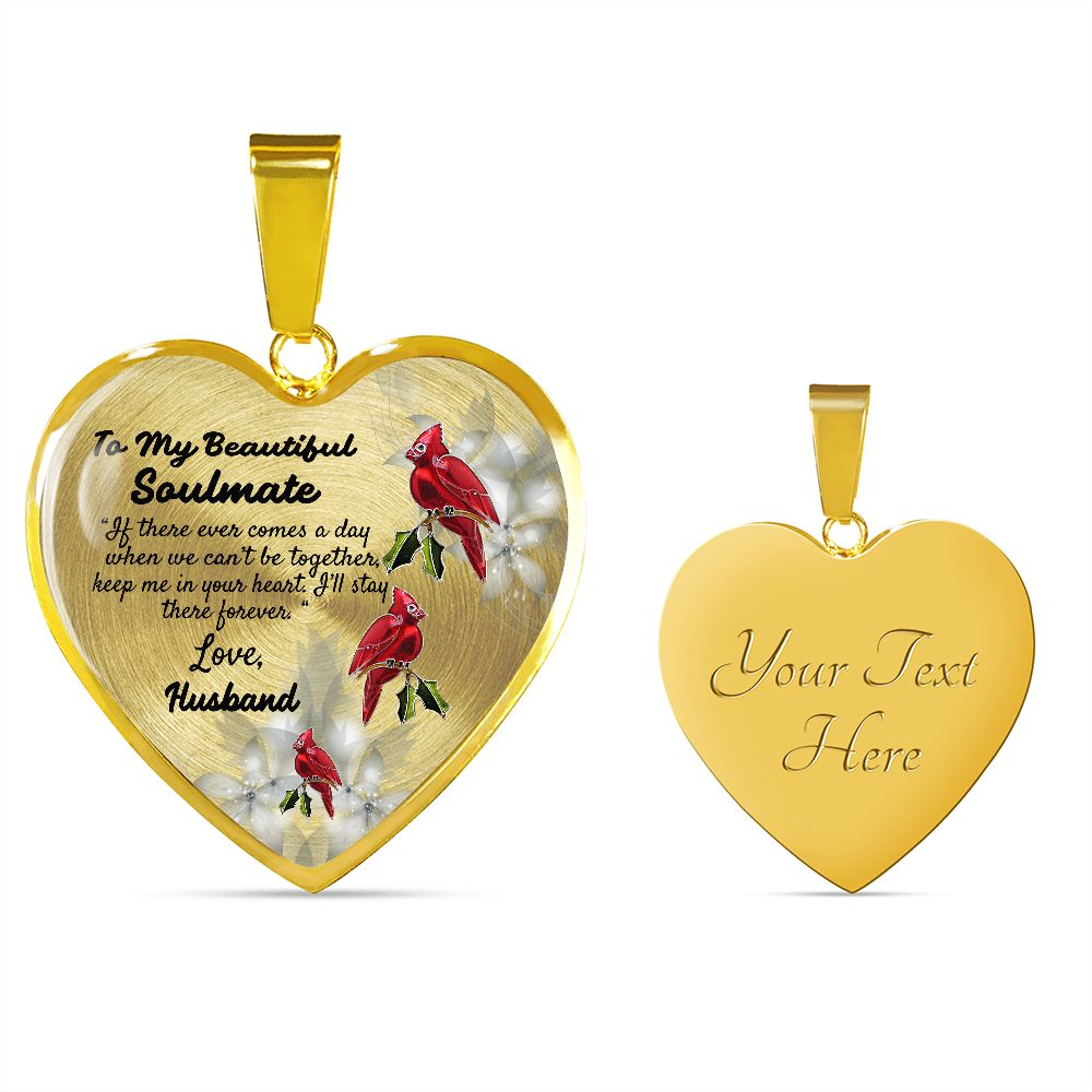 To My Beautiful Soulmate Heart Necklace Birthday Gift, Christmas Gift From Husband
