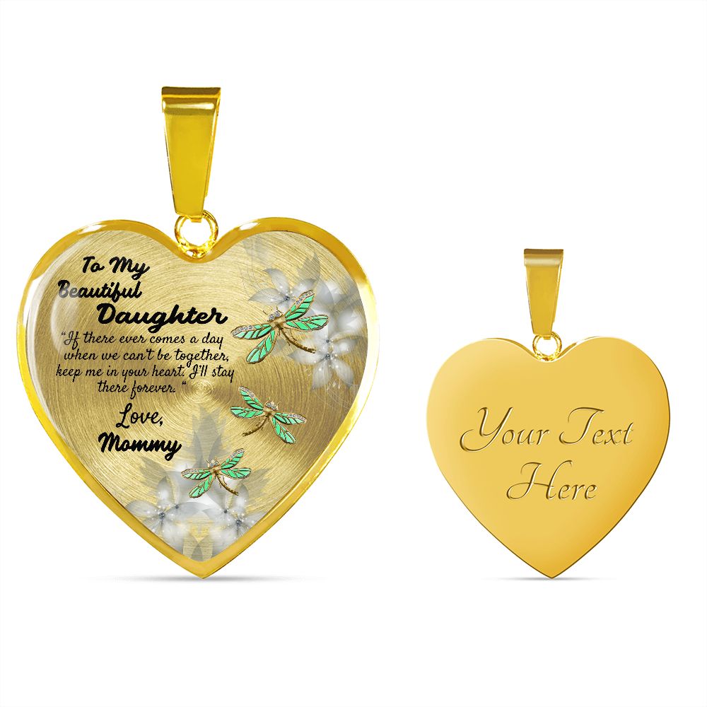 To My Beautiful Daughter Heart Necklace Birthday Gift, Christmas Gift From Mommy