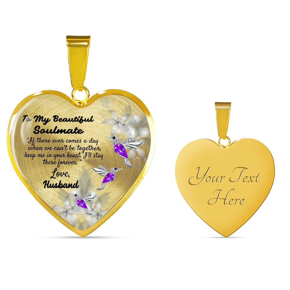 To My Beautiful Soulmate Heart Necklace Birthday Gift, Christmas Gift From Husband