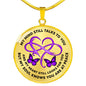 My Mind Still Talks To You Purple Butterfly Infinite Love Heart PT0017 Luxury Necklace with Back Engraving