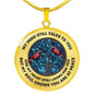 VT0032 My Mind Still Talks To You Cardinal Bird Tree Of Life Blue Background Luxury Necklace with Back Engraving