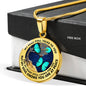 AG2108005 My Mind Still Talks To You Turquoise Butterflies Tree Of Life Luxury Necklace with Back Engraving