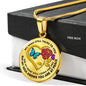 B0708064 My Mind Still Talks To You Turquoise And Purple Butterflies Rose And Golden Heart Shape Luxury Necklace with Back Engraving