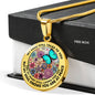 AG2208012 My Mind Still Talks To You Turquoise Butterflies Flower Luxury Necklace with Back Engraving