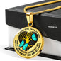 TQ0407 My Mind Still Talks To You Turquoise Butterfly Heart Tree Of Life Luxury Necklace with Back Engraving