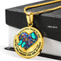 SP0509005 My Mind Still Talks To You Turquoise Butterflies Broken Heart Luxury Necklace with Back Engraving
