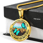 AG2508003 My Mind Still Talks To You Turquoise Butterflies Flower Luxury Necklace with Back Engraving