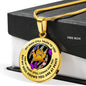 JL1807009 My Mind Still Talks To You Purple Butterflies Golden Paws And American Claw Luxury Necklace with Back Engraving