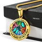 AG2108007 My Mind Still Talks To You Turquoise Butterflies Four Season Tree Of Life Luxury Necklace with Back Engraving