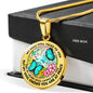 AG2408001 My Mind Still Talks To You Turquoise Butterflies Flower Luxury Necklace with Back Engraving