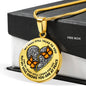 SP0509006 My Mind Still Talks To You Orange Monarch Butterflies Golden Broken Heart Luxury Necklace with Back Engraving