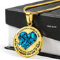 SP0109006 My Mind Still Talks To You Blue Butterflies Broken Heart Luxury Necklace with Back Engraving