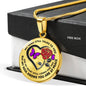 B0708073 My Mind Still Talks To You Purple Butterflies Rose And Black Heart Shape Luxury Necklace with Back Engraving