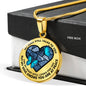 SP0109029 My Mind Still Talks To You Blue Butterflies Broken Heart Luxury Necklace with Back Engraving