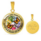 AG2608026 My Mind Still Talks To You Orange Monarch Butterflies Flower Luxury Necklace with Back Engraving