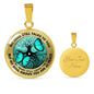 AG2108004 My Mind Still Talks To You Turquoise Butterflies Tree Of Life Luxury Necklace with Back Engraving