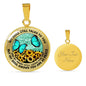 AG2508002 My Mind Still Talks To You Turquoise Butterflies Flower Luxury Necklace with Back Engraving