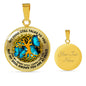 AG0408015 My Mind Still Talks To You Blue Butterflies Gold Tree Of Life And Galxy Luxury Necklace with Back Engraving