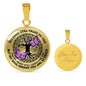 AG0608048 My Mind Still Talks To You Purple Butterflies Black Celtic Knot Tree Of Life Luxury Necklace with Back Engraving