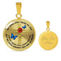 JL2107019 My Mind Still Talks To You Blue Butterflies Rose Double Cross Luxury Necklace with Back Engraving