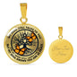 AG0608026 My Mind Still Talks To You Orange Monarch Butterflies Black Celtic Knot Tree Of Life And Galaxy Luxury Necklace with Back Engraving
