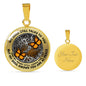 AG2208020 My Mind Still Talks To You Orange Monarch Butterflies Silver Tree Of Life Luxury Necklace with Back Engraving