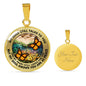 AG2508020 My Mind Still Talks To You Orange Monarch Butterflies Flower Luxury Necklace with Back Engraving