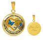 B0708018 My Mind Still Talks To You Blue Butterflies Golden Rose And Heart Shape Luxury Necklace with Back Engraving