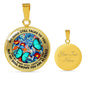 AG2408003 My Mind Still Talks To You Turquoise Butterflies Flower Luxury Necklace with Back Engraving
