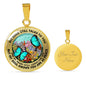 AG2508009 My Mind Still Talks To You Turquoise Butterflies Flower Luxury Necklace with Back Engraving