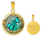 AG2508010 My Mind Still Talks To You Turquoise Butterflies Flower Luxury Necklace with Back Engraving