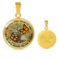AG1308008 My Mind Still Talks To You Orange Monarch Butterflies Tree Of Life Luxury Necklace with Back Engraving