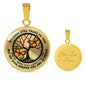 AG0608068 My Mind Still Talks To You Orange Monarch Butterflies Black Moon Tree Of Life Luxury Necklace with Back Engraving
