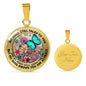 AG2208012 My Mind Still Talks To You Turquoise Butterflies Flower Luxury Necklace with Back Engraving