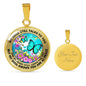 AG2408002 My Mind Still Talks To You Turquoise Butterflies Flower Luxury Necklace with Back Engraving