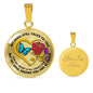 B0708064 My Mind Still Talks To You Turquoise And Purple Butterflies Rose And Golden Heart Shape Luxury Necklace with Back Engraving