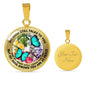 AG2608006 My Mind Still Talks To You Turquoise Butterflies Flower Luxury Necklace with Back Engraving