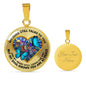 SP0509020 My Mind Still Talks To You Blue Butterflies Broken Heart Luxury Necklace with Back Engraving