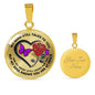 B0708073 My Mind Still Talks To You Purple Butterflies Rose And Black Heart Shape Luxury Necklace with Back Engraving