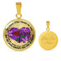 SP0109010 My Mind Still Talks To You Purple Butterflies Broken Heart And Rose Luxury Necklace with Back Engraving