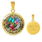 AG2608005 My Mind Still Talks To You Turquoise Butterflies Flower Luxury Necklace with Back Engraving