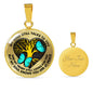 TQ0407 My Mind Still Talks To You Turquoise Butterfly Heart Tree Of Life Luxury Necklace with Back Engraving