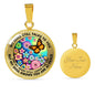 AG2408039 My Mind Still Talks To You Orange Monarch Butterflies Flower Luxury Necklace with Back Engraving