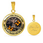 AG2008013 My Mind Still Talks To You Orange Monarch Butterflies Tree Of Life Luxury Necklace with Back Engraving