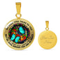 AG2608008 My Mind Still Talks To You Turquoise Butterflies Flower Luxury Necklace with Back Engraving